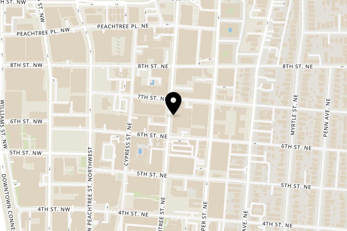 Map showing the location of Anh's Kitchen Midtown on 855 Peachtree St NE Suite 2 in Atlanta