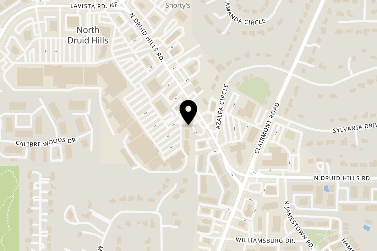 Map showing the location of Anh's Kitchen Toco Hills on 3025 N Druid Hills Rd Spc #20 in Atlanta